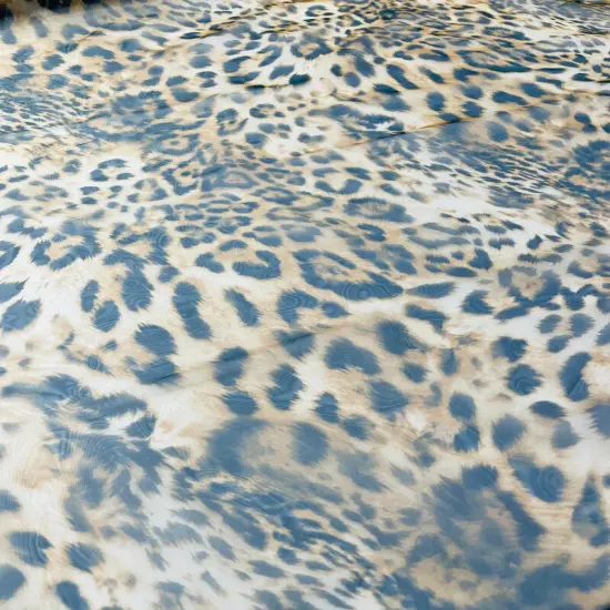 1 Yard Leopard Animal Print Liquid Organza Fabric Lightweight Sheer Polyester Material 58 Inch Width Beige {5}