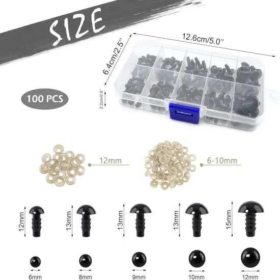 100 PCS Safety Eyes with Washers (6-12 mm) {2}
