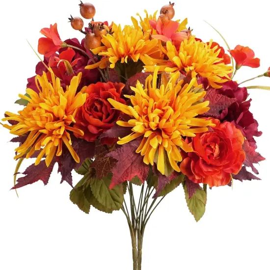 2 Bundles Artificial Fall Flowers - Mixed Bush (19.29") {1}