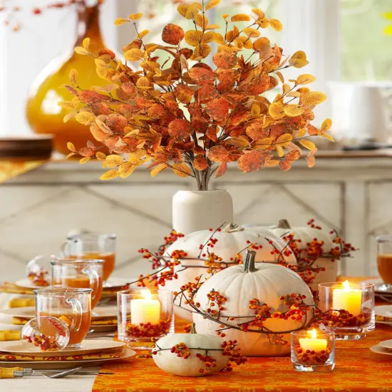 6 Pcs Fall Artificial Eucalyptus Stems {4}