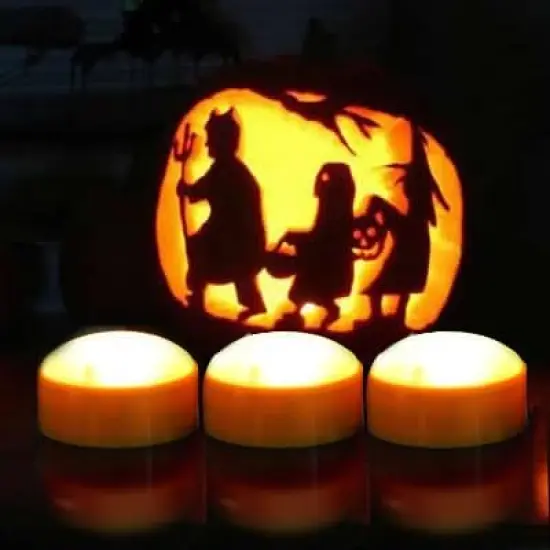 Pumpkin Lights Flickering Jack-O-Lantern - Orange {3}