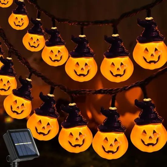 Solar Pumpkin String Lights - 30 LED {1}