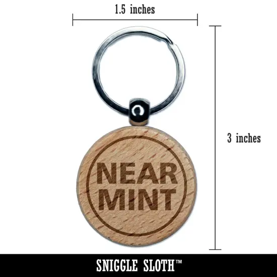 Near Mint Condition Quality Description Engraved Wood Round Keychain Tag Charm {2}