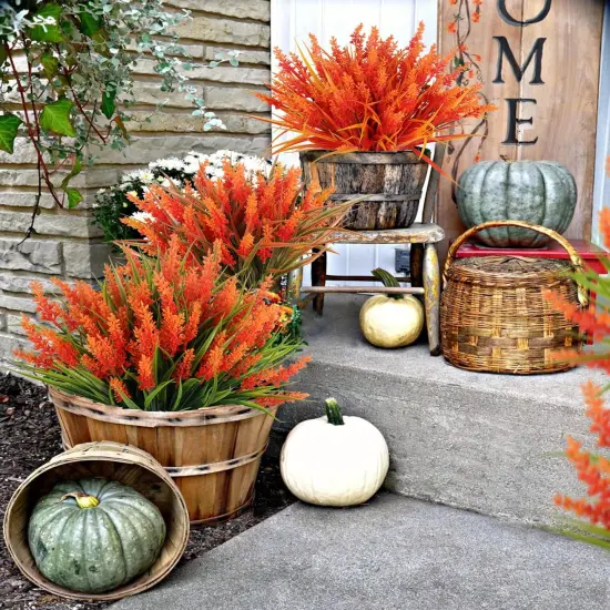 Faux Monkey Grass Fall Flowers (Orange) {2}