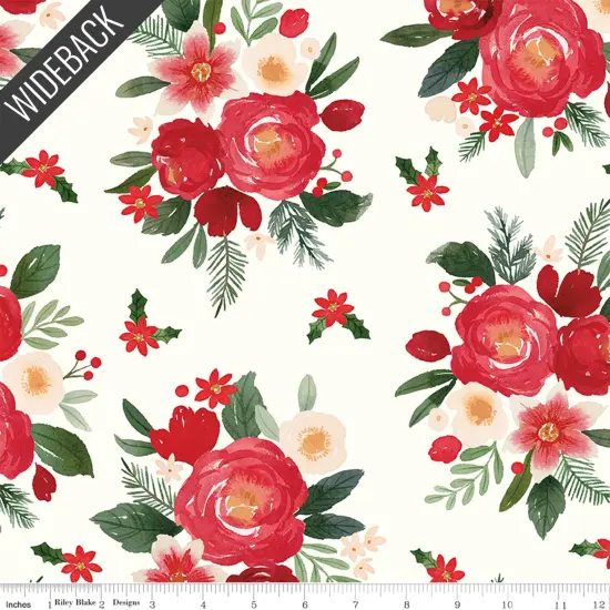 Floral Wideback (108 Inch) in Cloud (wb16358-cloud) | Charming Christmas | Kelsey Carlson | Riley Blake {1}