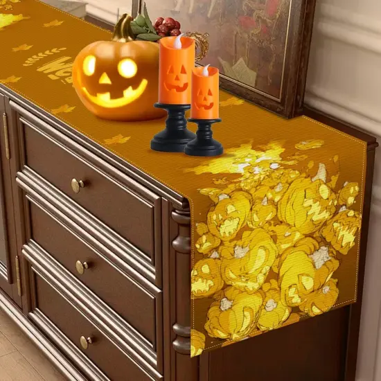 Pumpkin Orange Halloween Table Runner, (13x72 Inches) {3}