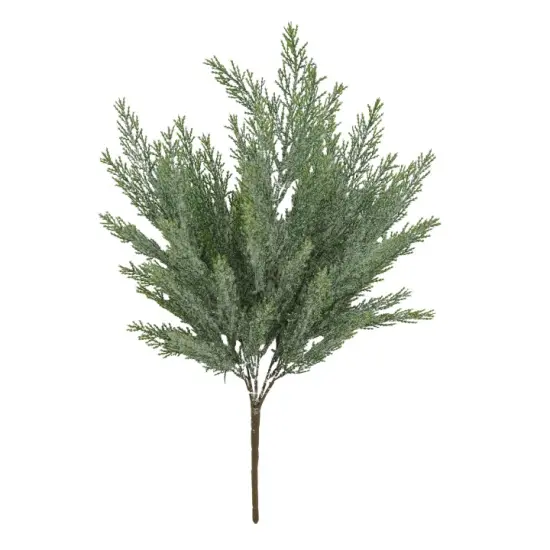 21" Iced Glitter Cedar Bush &ndash; 5-Stem Faux Greenery for Holiday Decor-84351 {1}