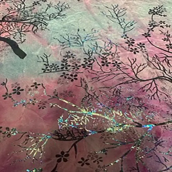 1 Yard Tie Dye Stretch Velvet Early Spring Foil Fabric 60 Inches Width Pink Lilac Blue {1}