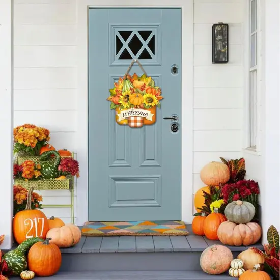 Pumpkin Welcome Door Sign Decor {5}