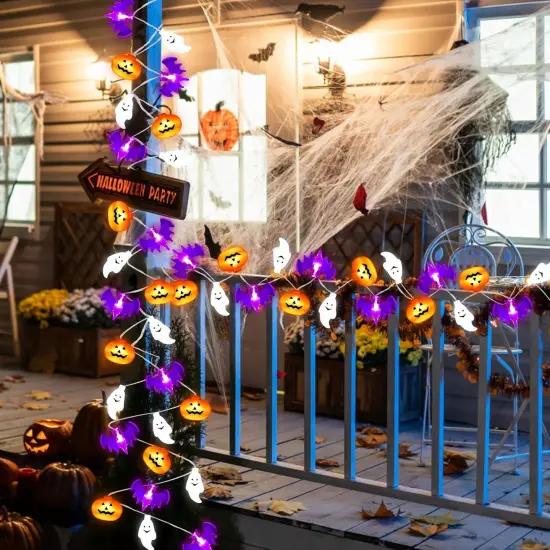 2 Pack Halloween String Lights Outdoor - Pumpkin Ghost String Lights {4}
