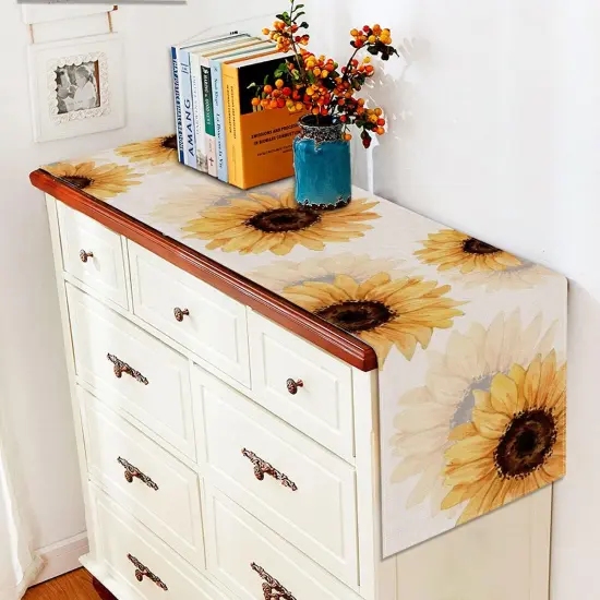 Sunflower Table Runner Linen Fall Rustic Kitchen Dining Home Summer {5}