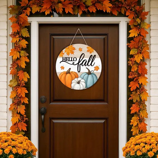 3D Hello Fall Wreaths Wooden Welcome Signs {3}