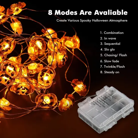 Pumpkin Halloween String Lights - 40 LED, 13.12ft (8 Modes) {4}