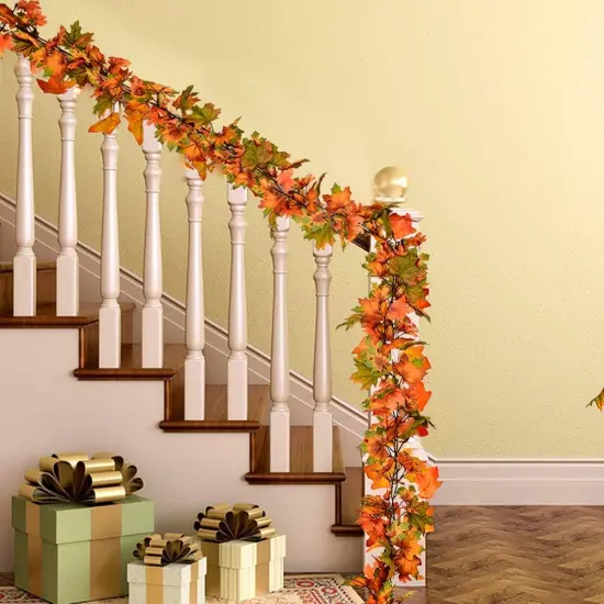 2 Pack Fall Maple Leaf Garland, 6.5Ft/Piece Hanging Vine Artificial {3}