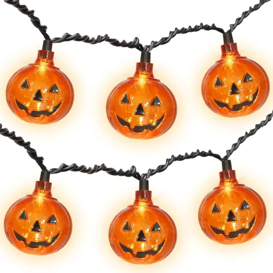 8.5Ft Halloween Pumpkin LED String Lights with 10 PCS Jack O Lantern {5}