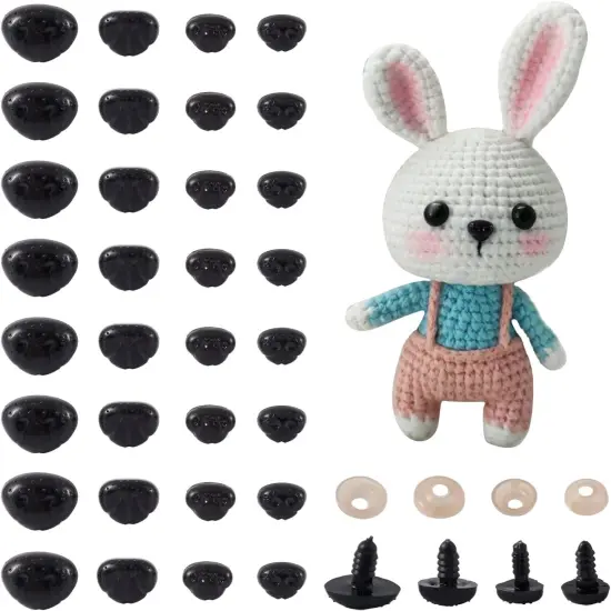 100Sets Black Plastic Safety Noses Crafts with Washers {1}