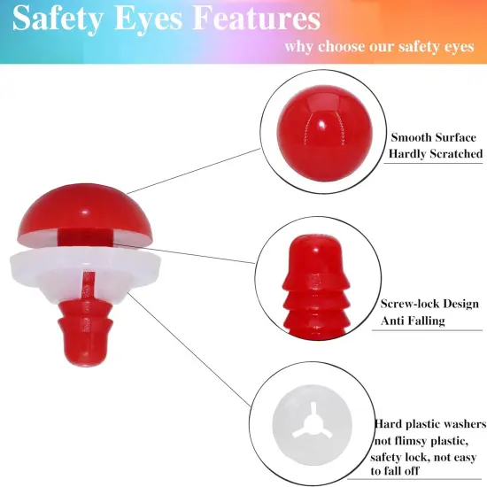 1Box(80pcs) Red Plastic Safety Eyes {2}