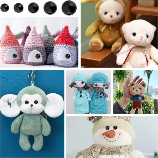 300pcs Black Crafts Eyes - 5 Sizes - 10/11/12/15/17mm {5}