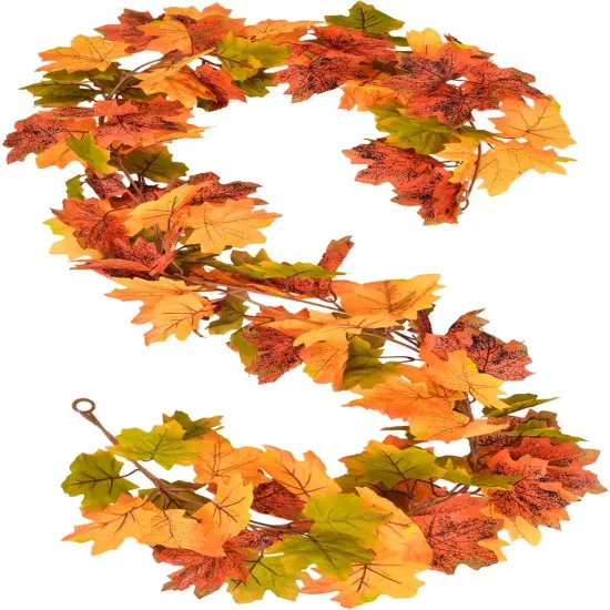 2 Pack Fall Maple Leaf Garland Artificial Maple Garland {5}