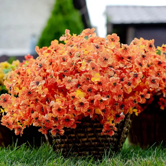 Artificial Fall Flowers Outdoor Fake Mums - 16 Bundles {4}