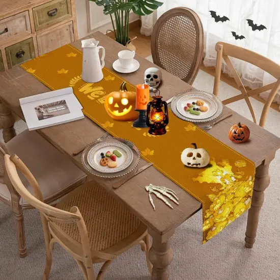 Pumpkin Orange Halloween Table Runner, (13x72 Inches) {4}