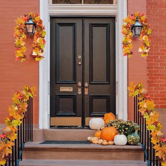 3 Pack Fall Maple Leaf Garland 5.7Ft/Piece Artificial Autumn Maple Leaves Hanging Foliage {2}