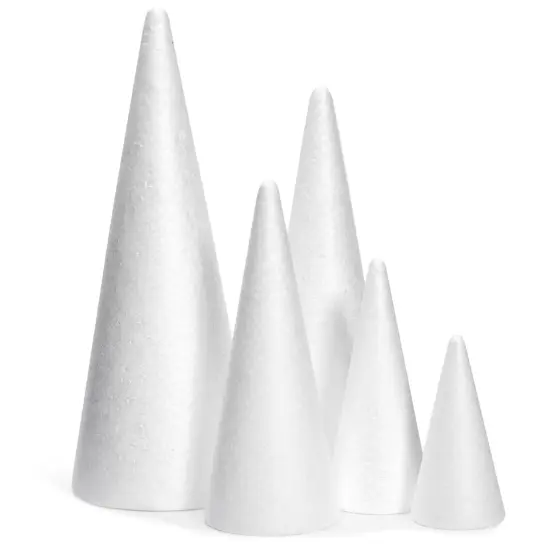 18 Pack Foam Cones for Crafts, 5 Assorted Sizes for Trees, Holiday Decorations, Handmade Gnomes (White, 4,6,8,10,12") {5}
