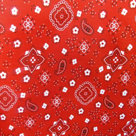 1 Yard DIY Bandana Print Fabric Soft Cotton Poly, Continuous Yardage, Machine Washable 58/59 Inches Wide Red {1}