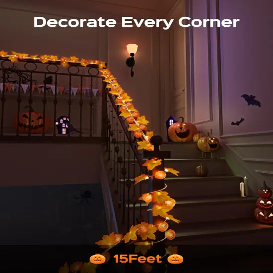Halloween String Lights Pumpkin & Maple Leaf Lights {4}