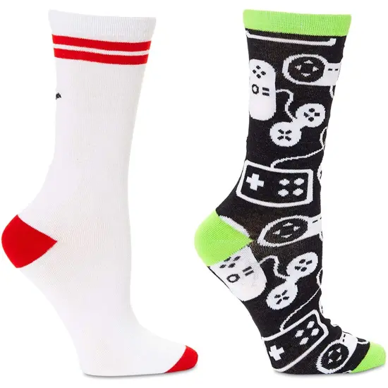 Video Game Lovers Crew Socks for Girls, Fun Gift Set (One Size, 2 Pairs) Multicolor {5}