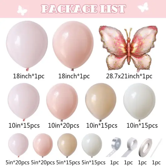 Butterfly Latex Balloon Arch Garland Kit 142pcs {2}