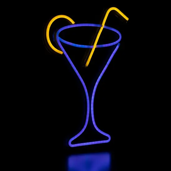 Northlight LED Martini Cocktail Neon Lighted Wall Art - 17" - Blue and Yellow {5}
