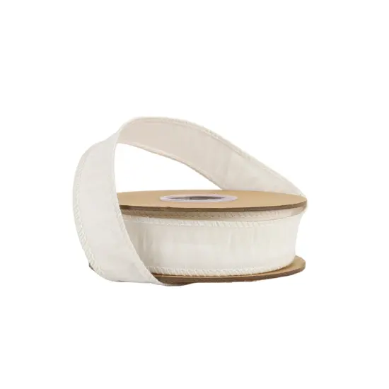 LaRibbons 1" Wired Dupioni Ribbon | 10 Yards | Antique White {2}