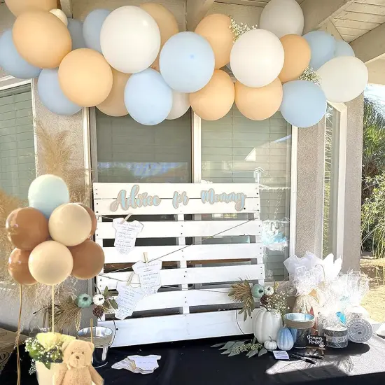 50pcs 12 Inch Brown Blue White Blush Latex Balloons {2}