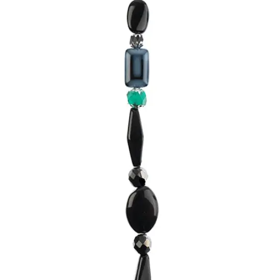 John Bead 7" Assorted Shape Czech Glass Bead Strand Black & Teal Elegant {1}
