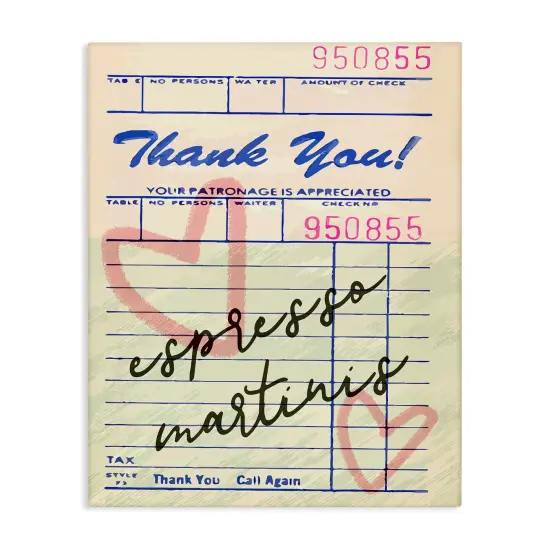 Stupell Industries Espresso Martinis Guest Check Canvas Design by Lil' Rue {1}