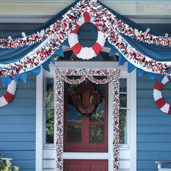 39.4ft 4th of July Patriotic Tinsel Garland Red White Blue Shiny Metallic Garland Hanging Decorations for Independence Day Memorial Day Party Decorations {5}