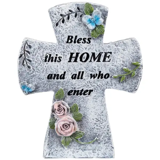 Northlight Bless This Home and All Who Enter Cross Statue - 6.75" Gray {3}