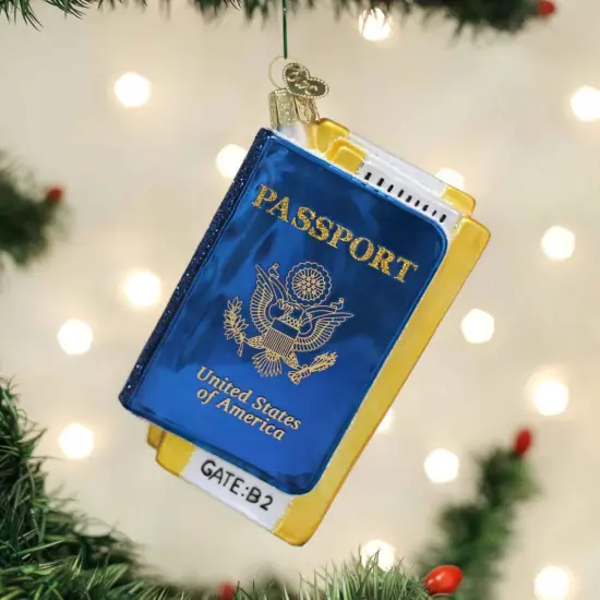 Old World Christmas 4.25 In Passport Christmas Tree Ornament , Ornament Travel International Blue {3}