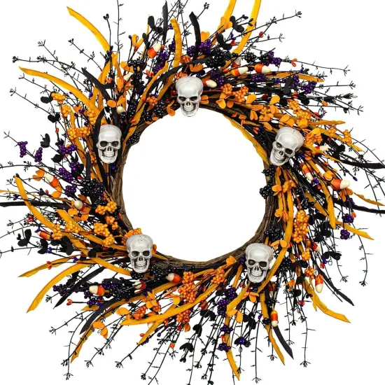Artificial Halloween Wreath 22 Inch {1}