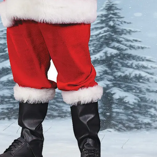 Mens Santa Costume Set with Jacket, Pants, Belt, Gloves, Hat and Boot Tops {5}