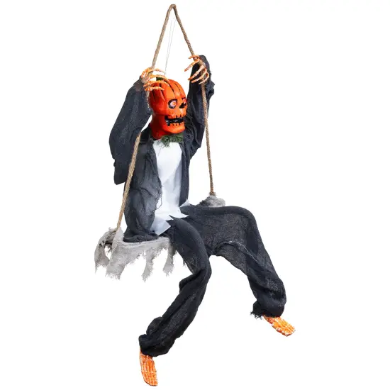 Northlight Animated Swinging Pumpkin Man Halloween Decoration - 30" Gray {4}