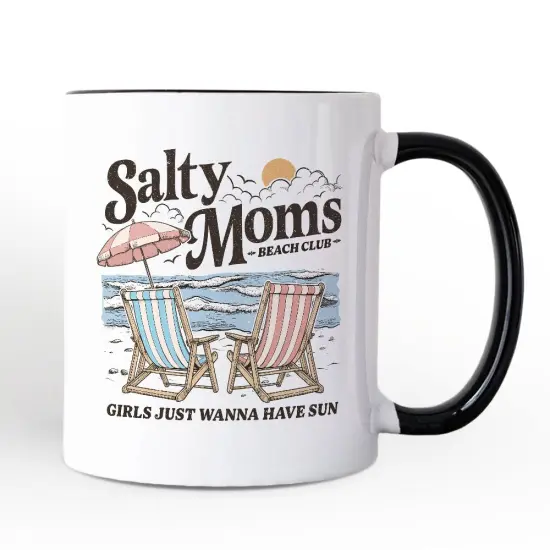 Salty Moms Beach Club Mug, Retro Summer Gift {5}