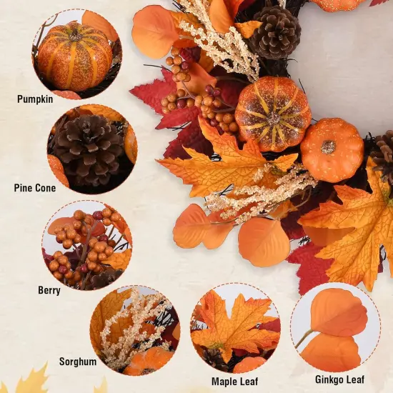 Fall Wreath 19 Inch Autumn Front Door {4}