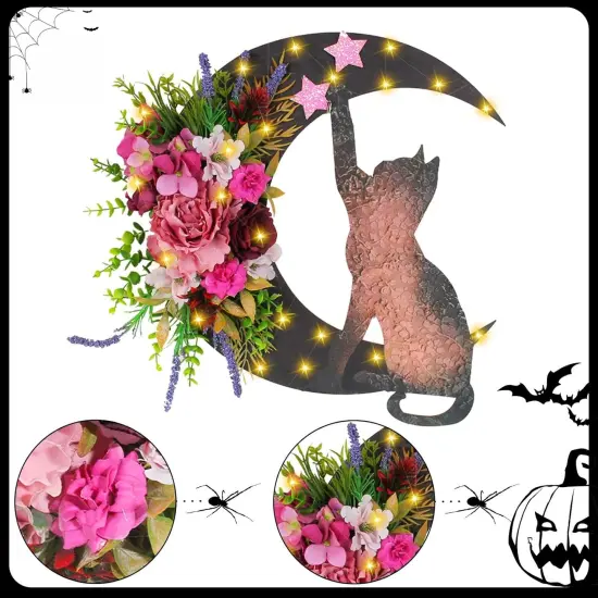 Halloween Wreaths Moon Cat Wreath Garland {5}
