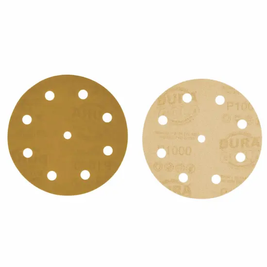 1000 Grit - 5" Gold DA Sanding Discs - 9-Hole Pattern Hook and Loop - Box of 50 {2}