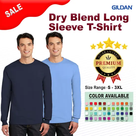 Gildan&reg; Dry Blend Crewneck Long Sleeve T-Shirt Red {2}