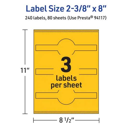 Avery Bright Yellow Paper Labels, 2-3/8" x 8" Wraparound {5}