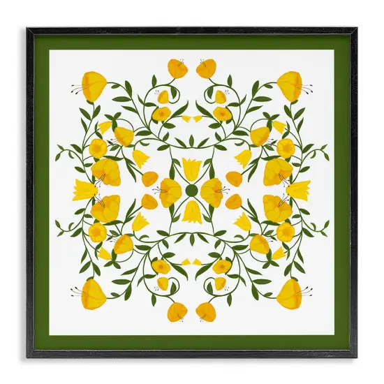 Stupell Industries Golden Blooms Symmetry Framed Giclee Wall Art Design by Michelle Ingari Designs {1}