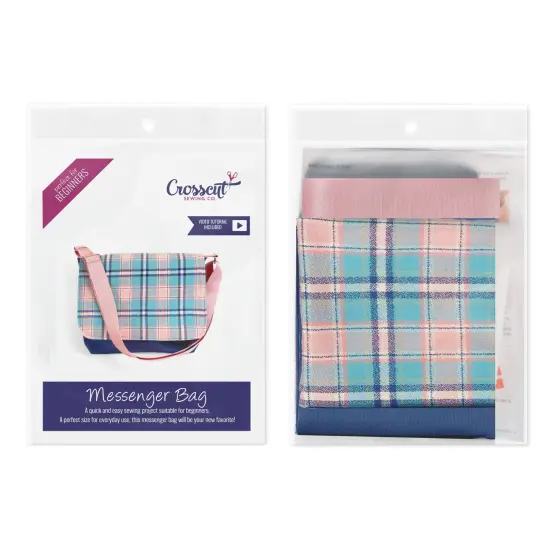 Crosscut Sewing Co.&reg; Messenger Bag Sewing Project Kit for Beginners Plaid flannel {2}
